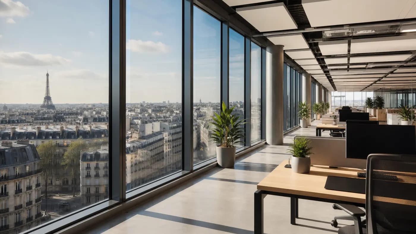 Open space parisien avec film solaire anti-chaleur