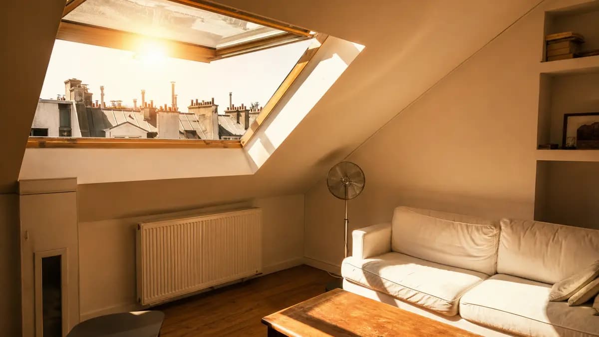 Pièce sous les toits parisienne surchauffée par le soleil